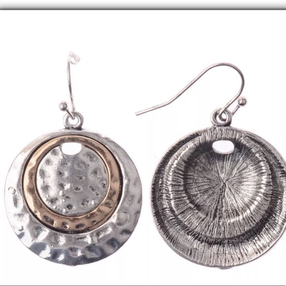 🆕BOHOCHIC SILVER/GOLD ROUND INLAY DROP EARRINGS - Picture 2 of 14